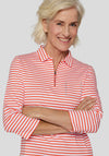 Rabe Zip Neck Striped Top, Orange and White