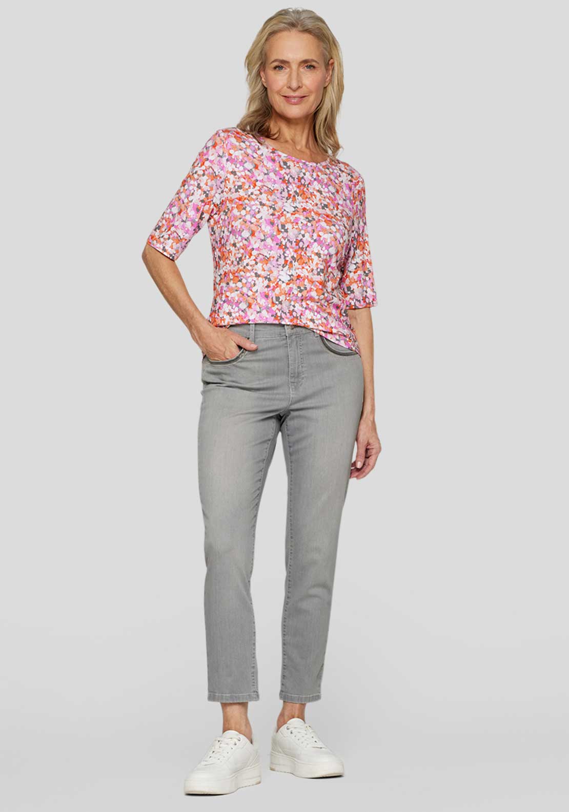 Rabe Abstract Print T-Shirt, Pink Multi