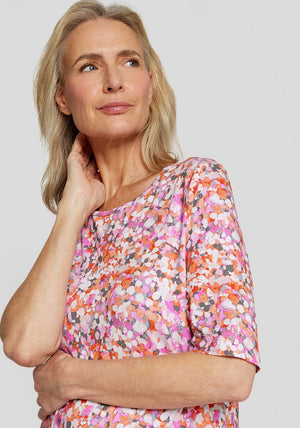 Rabe Abstract Print T-Shirt, Pink Multi