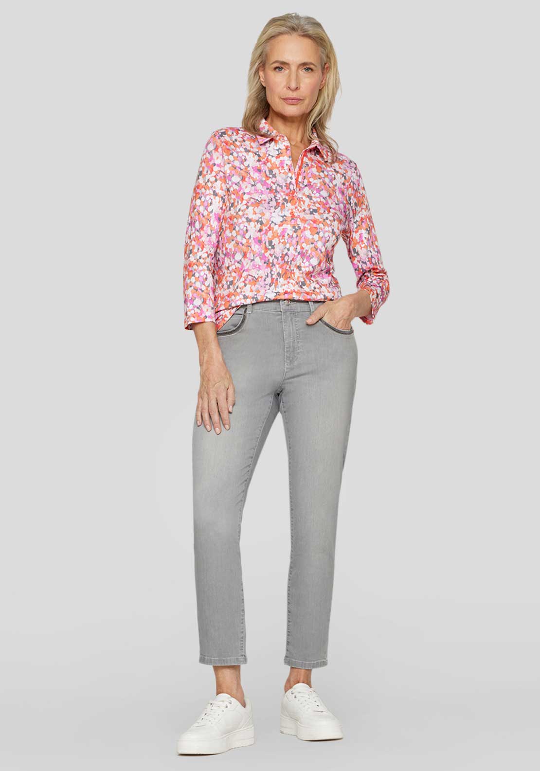 Rabe Abstract Print Buttoned Blouse, Orange Multi