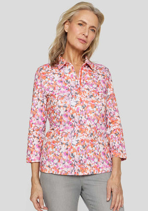 Rabe Abstract Print Buttoned Blouse, Orange Multi