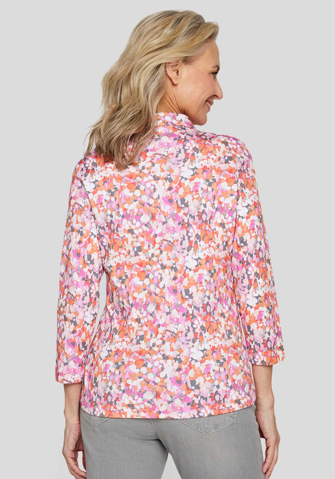Rabe Abstract Print Buttoned Blouse, Orange Multi
