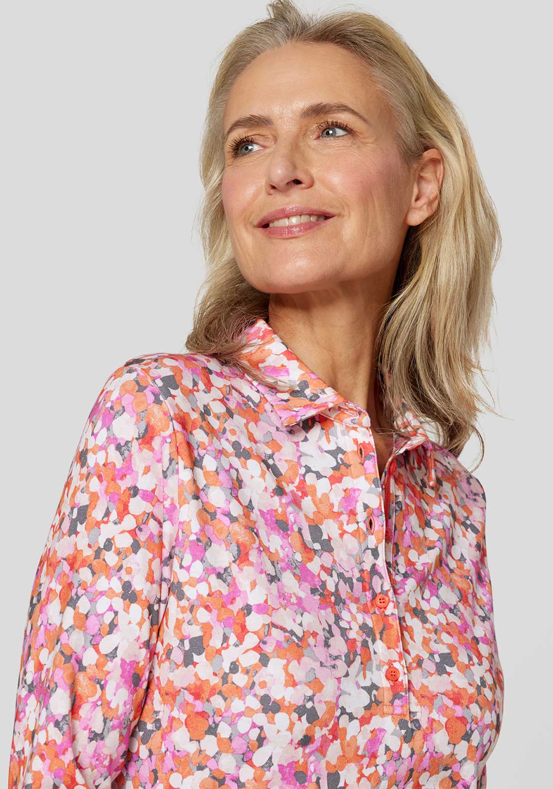 Rabe Abstract Print Buttoned Blouse, Orange Multi
