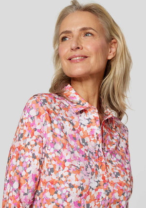 Rabe Abstract Print Buttoned Blouse, Orange Multi