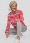 Rabe Striped Crochet Knit Jumper, Pink Multi