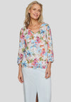 Rabe Tropical Print Blouse, Beige Multi