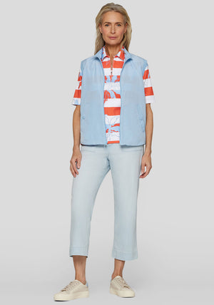 Rabe Striped Palm Tree Polo T Shirt, Orange