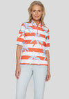 Rabe Striped Palm Tree Polo T Shirt, Orange