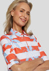 Rabe Striped Palm Tree Polo T Shirt, Orange