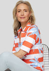 Rabe Striped Palm Tree Polo T Shirt, Orange