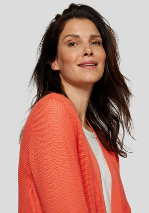 Rabe Open Front Waffle Cardigan, Orange