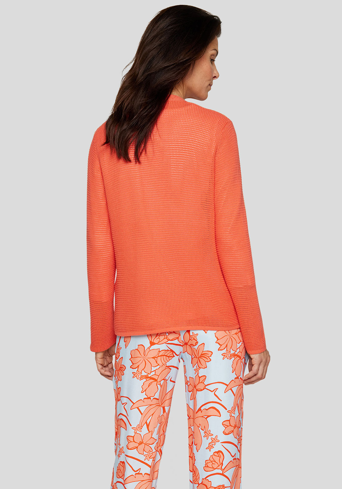 Rabe Open Front Waffle Cardigan, Orange
