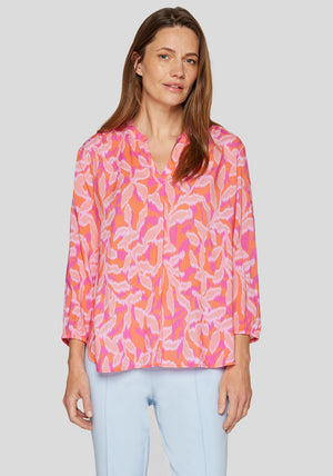 Rabe Botanical Print Blouse, Orange and Pink