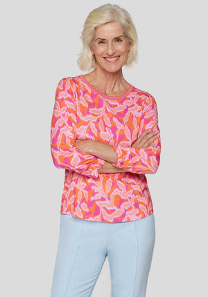 Rabe Abstract Botanical Print Top, Pink