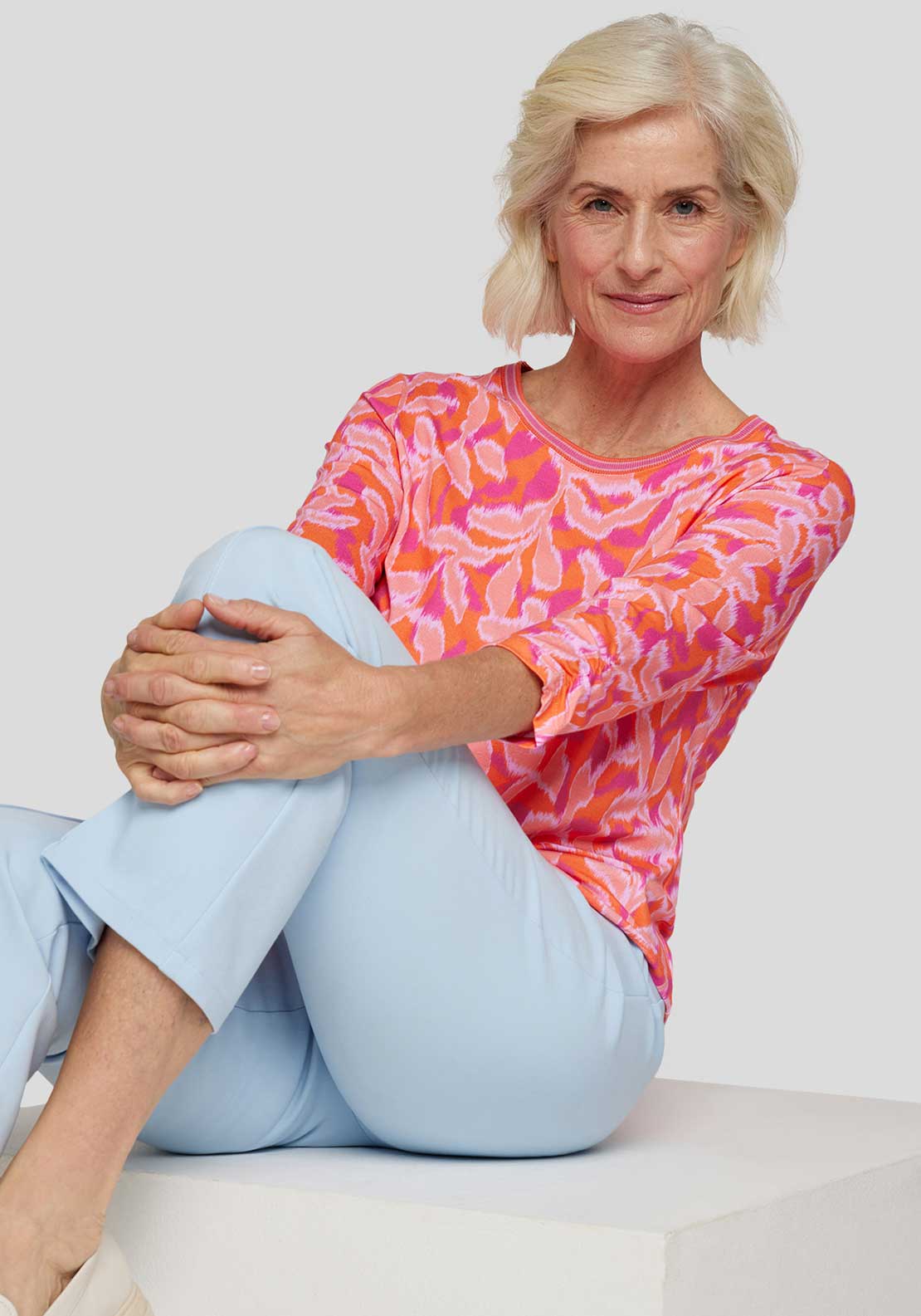 Rabe Abstract Botanical Print Top, Pink