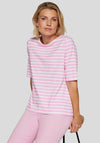 Rabe Striped Cropped Sleeve Top, Pink