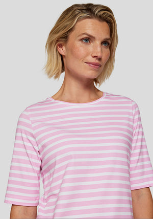 Rabe Striped Cropped Sleeve Top, Pink