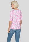 Rabe Blurred Floral Cropped Sleeve Top, Pink