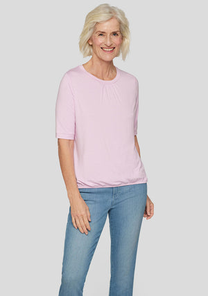 Rabe Elastic Trim Short Sleeve Top, Pink