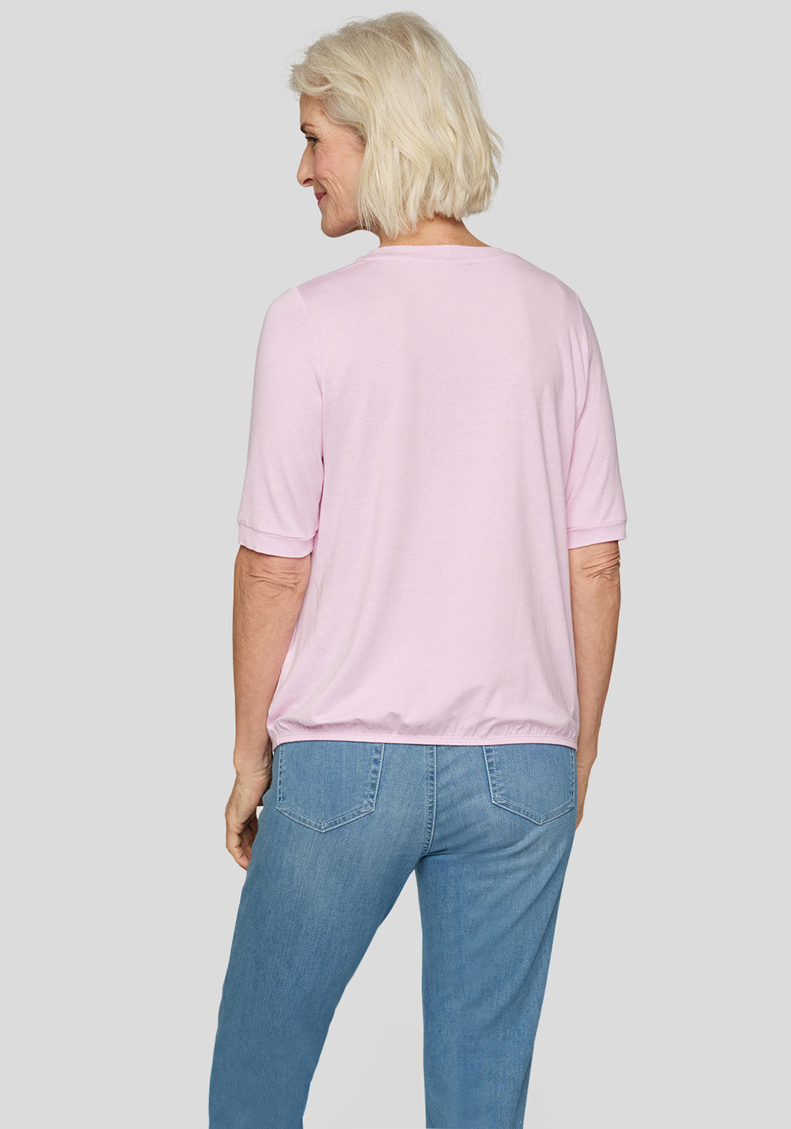 Rabe Elastic Trim Short Sleeve Top, Pink