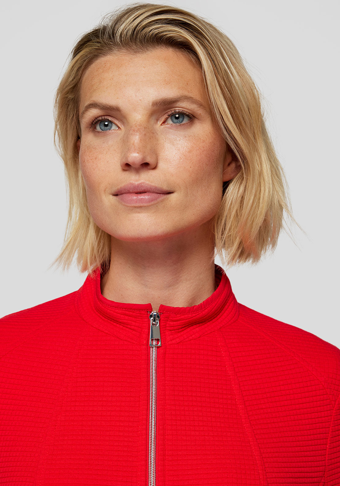 Rabe Waffle Textured Zipped Jacket, Red