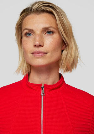 Rabe Waffle Textured Zipped Jacket, Red