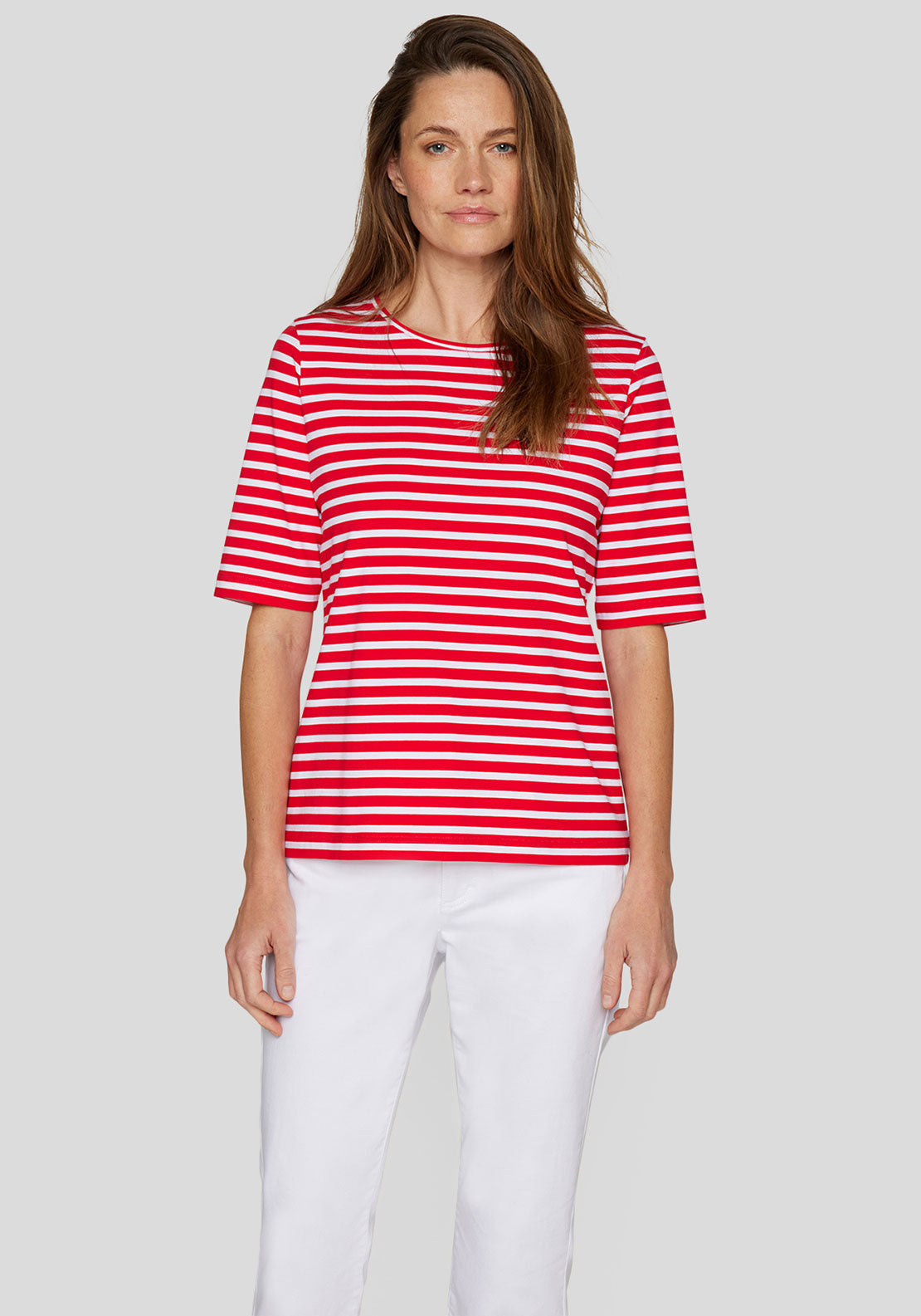 Rabe Striped Print Top, Red and White