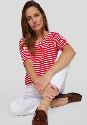 Rabe Striped Print Top, Red and White