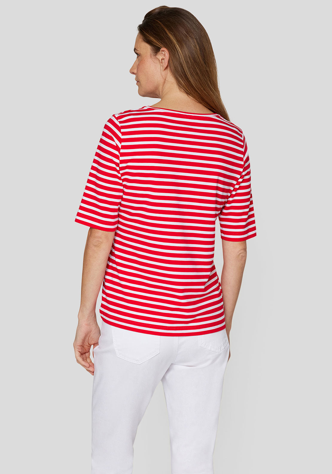 Rabe Striped Print Top, Red and White