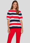 Rabe Ribbed Striped T Shirt, Red Multi