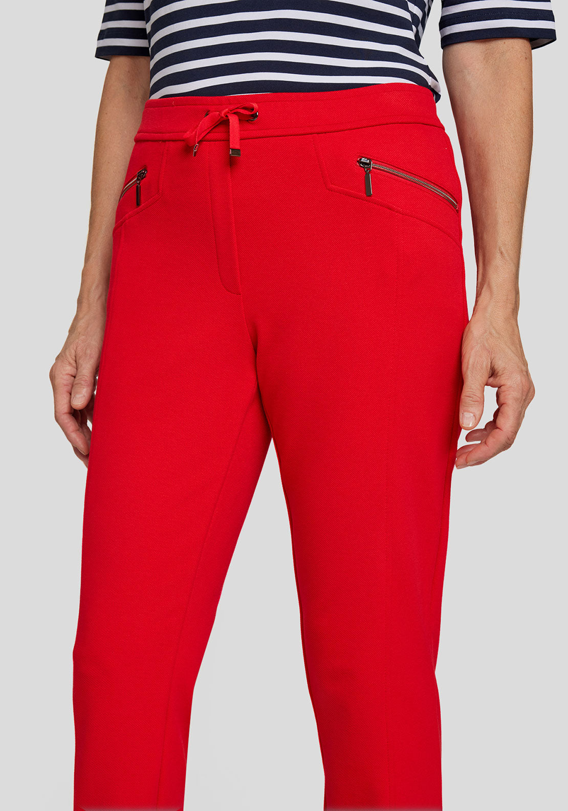 Rabe Zip Detail Slim Leg Trousers, Red