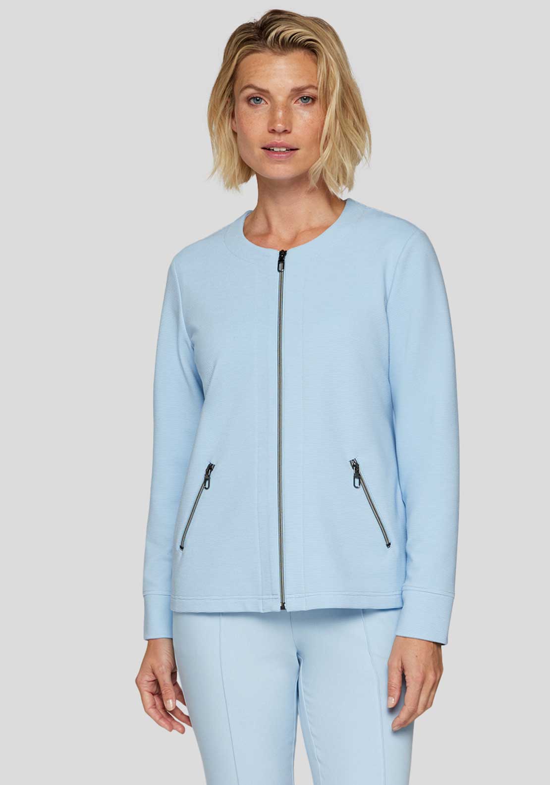 Rabe Ribbed Zipped Jacket, Light Blue