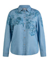 Rabe Flower Print Embellished Denim Shirt, Blue
