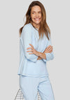 Rabe Embellished V Cut Blouse, Light Blue