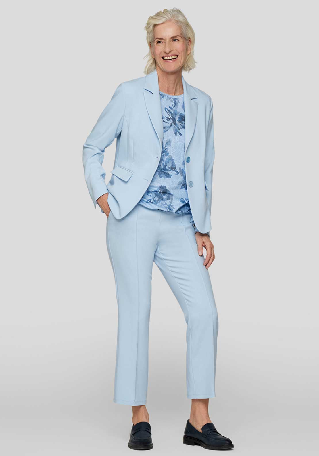 Rabe Elasticated Straight Leg Trousers, Light Blue