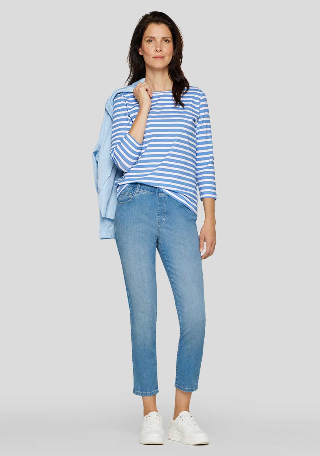 Rabe Striped Print Top, Blue and White