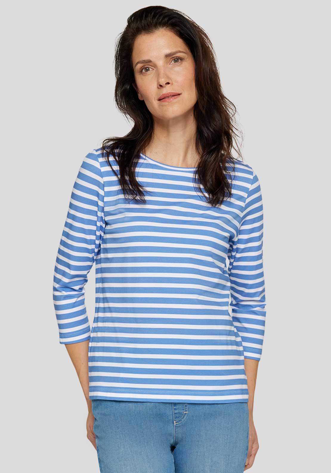 Rabe Striped Print Top, Blue and White