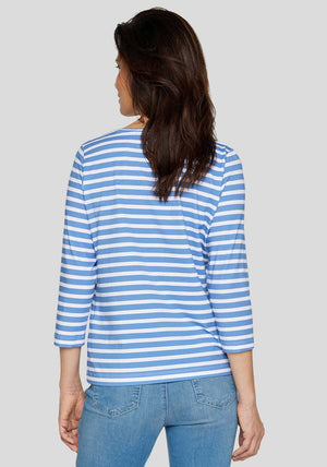 Rabe Striped Print Top, Blue and White
