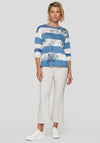 Rabe Embellished Floral Striped Jumper, Blue and White