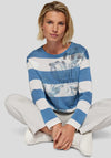 Rabe Embellished Floral Striped Jumper, Blue and White