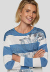 Rabe Embellished Floral Striped Jumper, Blue and White