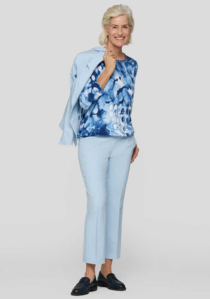 Rabe Abstract Print Glitter Detail Top, Blue