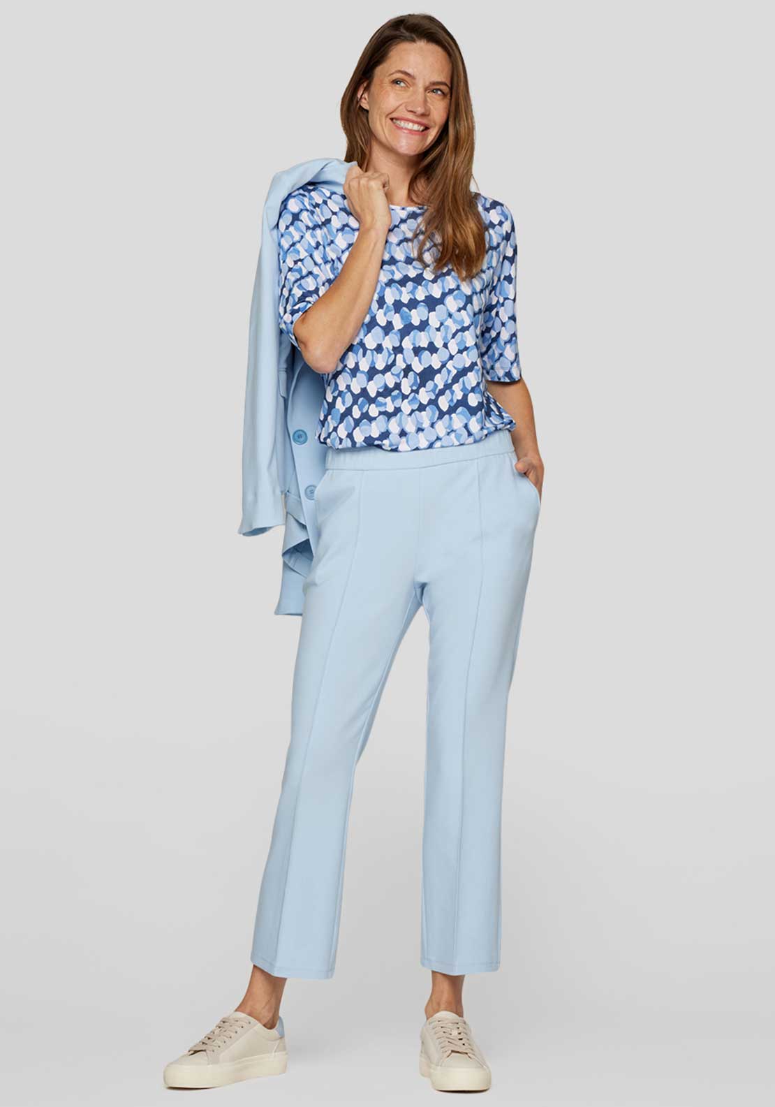 Rabe Spot Print Round Neck Top, Blue