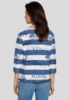 Rabe Text Print Striped Top, Navy and White