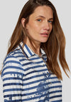 Rabe Striped Floral Print Polo Top, Navy and White
