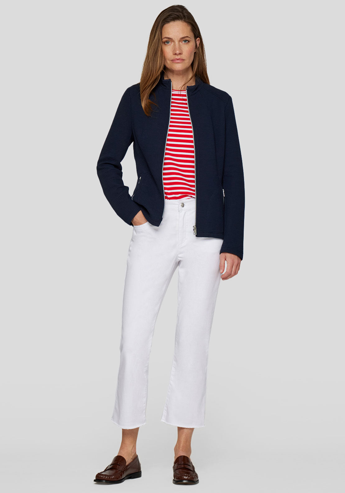 Rabe Waffle Textured Zipped Jacket, Navy
