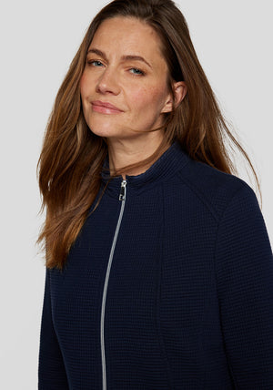 Rabe Waffle Textured Zipped Jacket, Navy