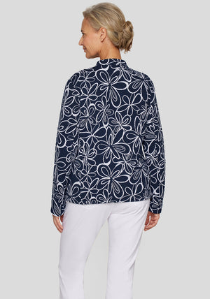 Rabe Textured Floral Zipped Jacket, Navy