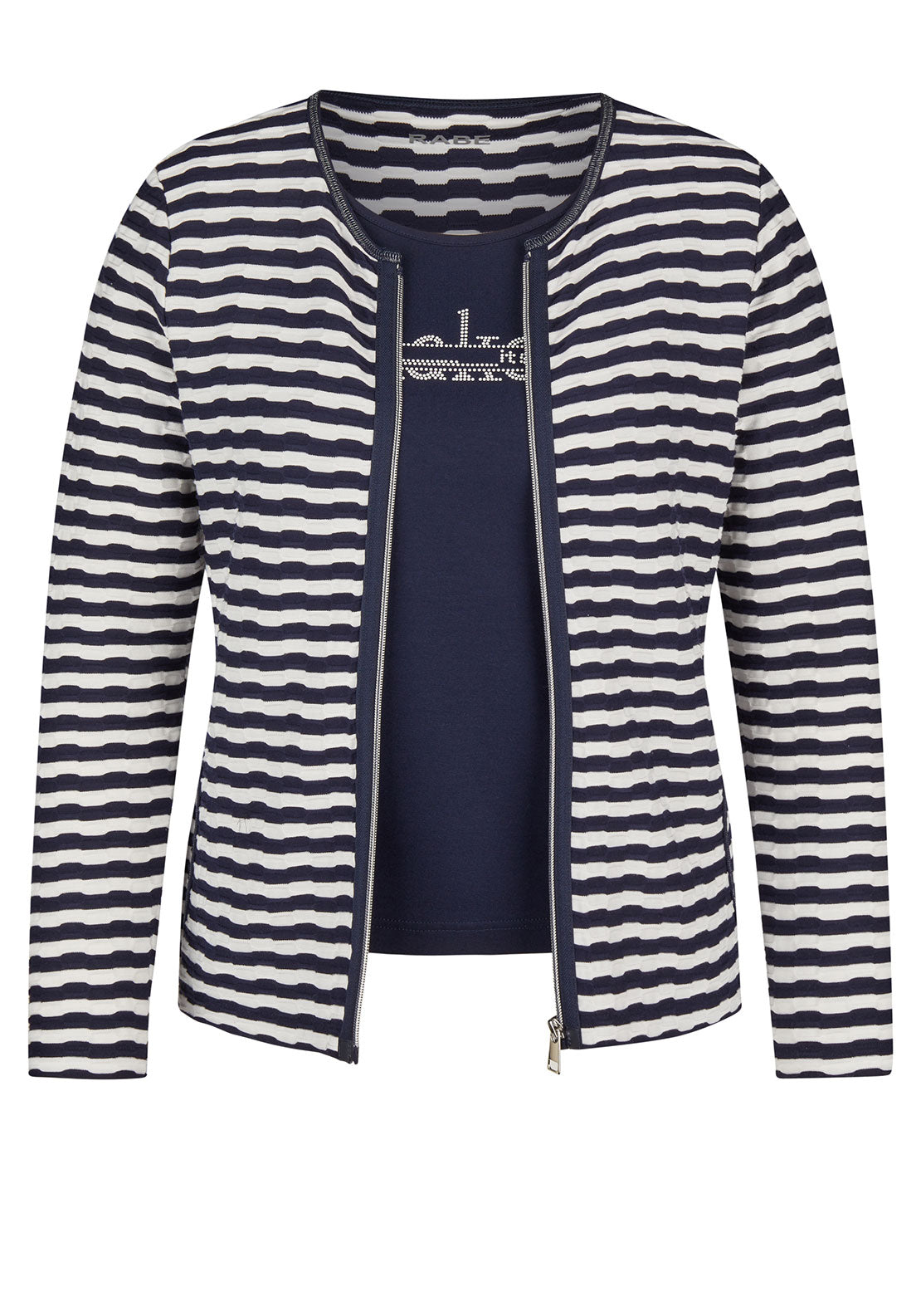 Rabe T Shirt and Jacket Twinset, Navy and White