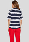 Rabe Striped Zipped Polo T Shirt, Navy and White